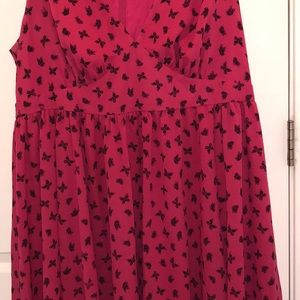 Torrid Pink Butterly Print V-Neck Skater Dress